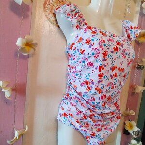 Hilinker (M) Ruffle and Ruch Floral One Piece